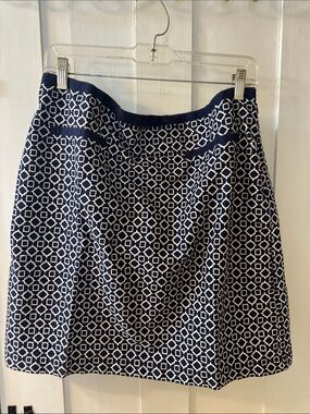 Talbots  Navy and White Patterned A-Line Skirt